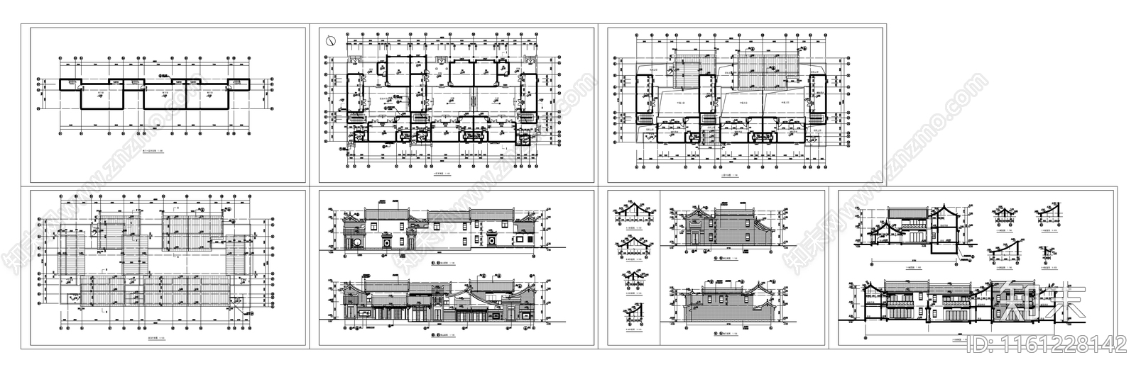 二层局部一层商业街建筑图cad施工图下载【ID:1161228142】