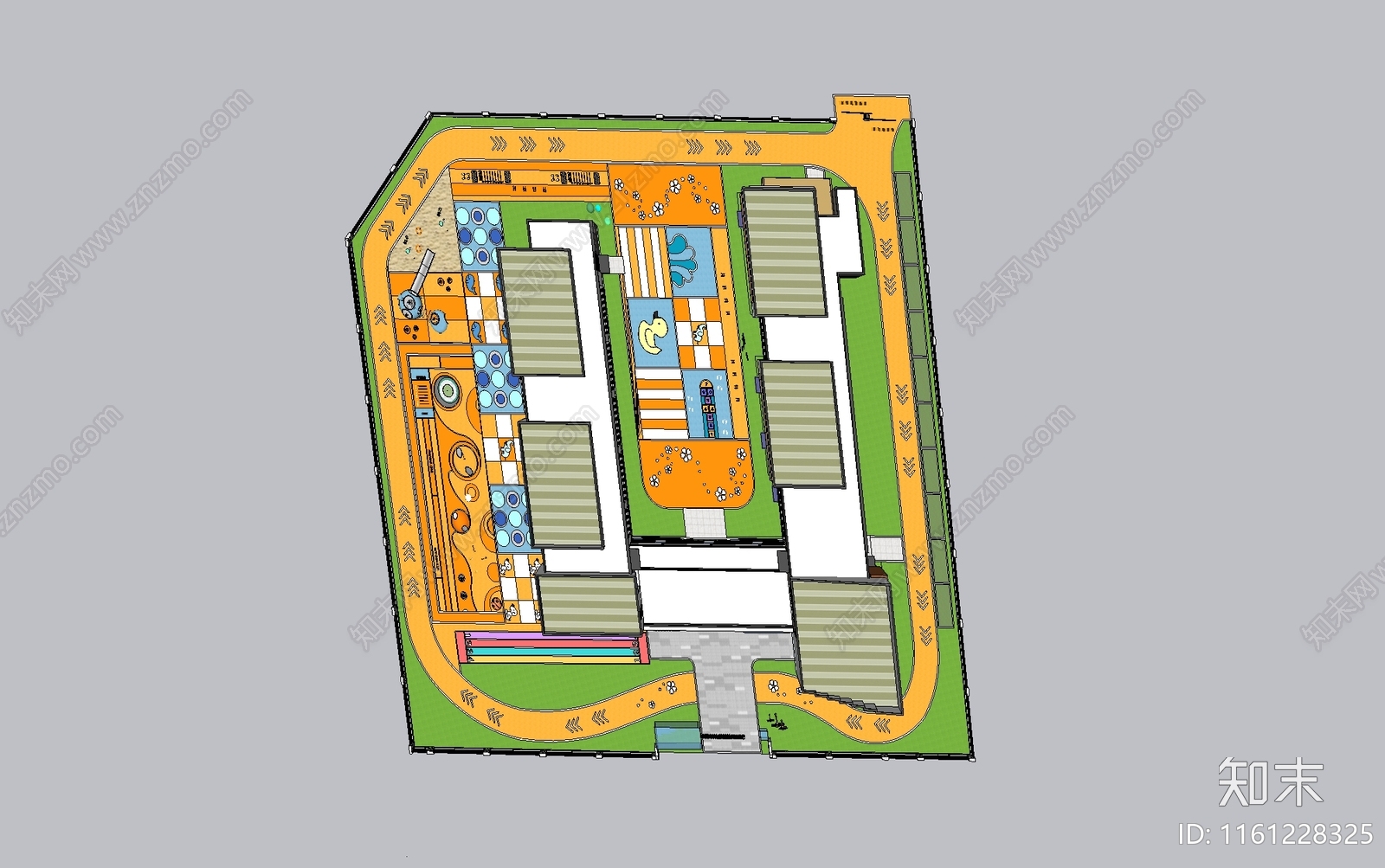 现代幼儿园空间布局设计SU模型下载【ID:1161228325】