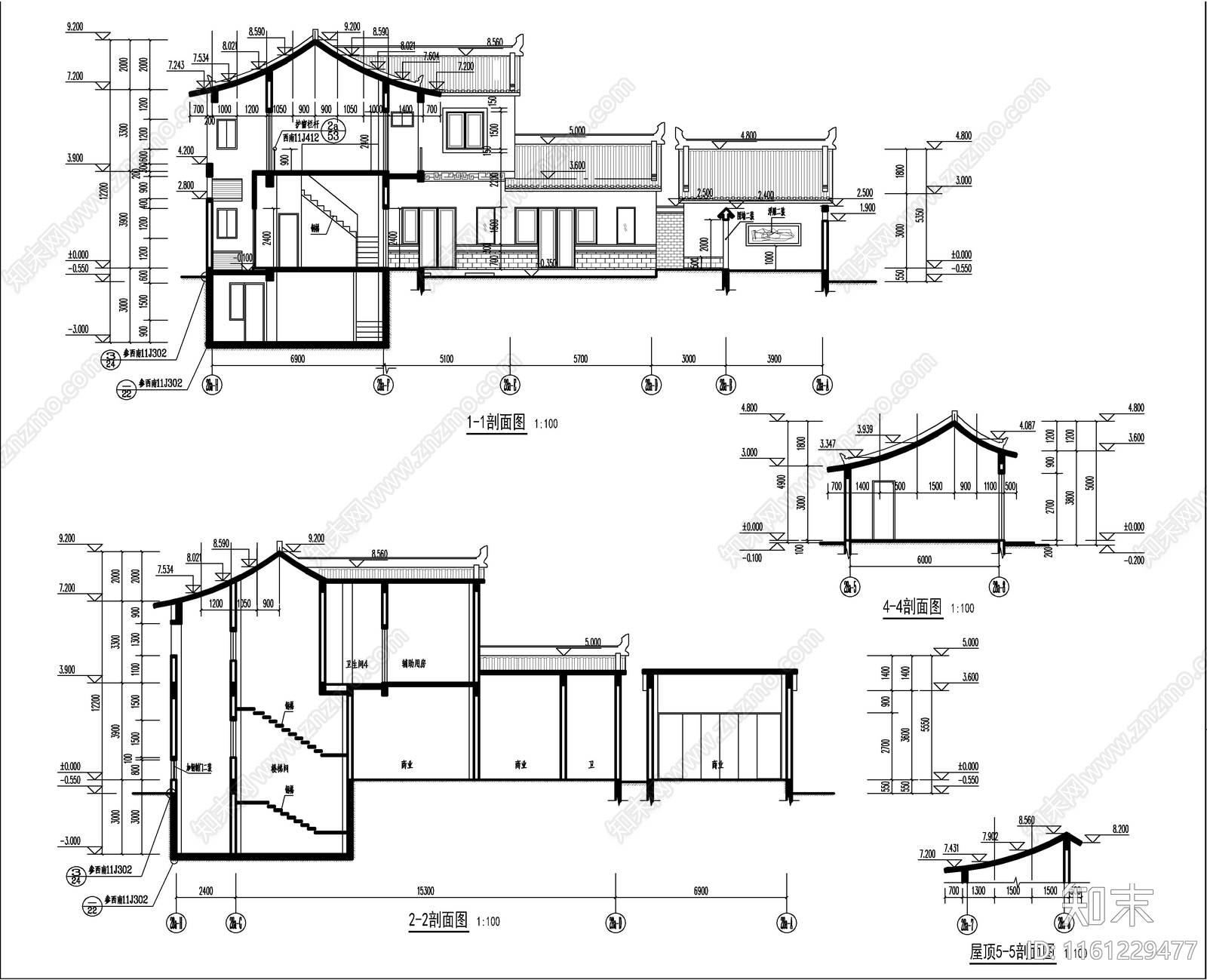 新中式风格商业街建cad施工图下载【ID:1161229477】