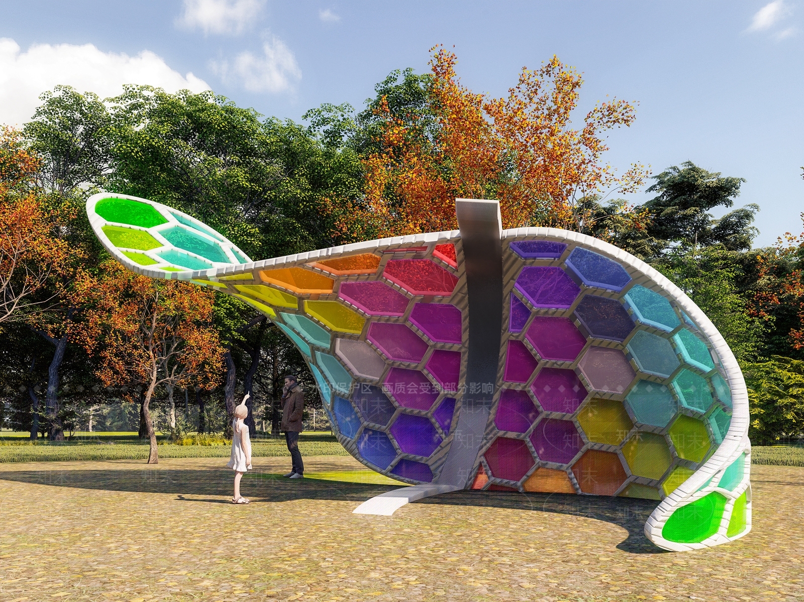 现代异形彩色透光玻璃亭子SU模型下载【ID:1161231000】