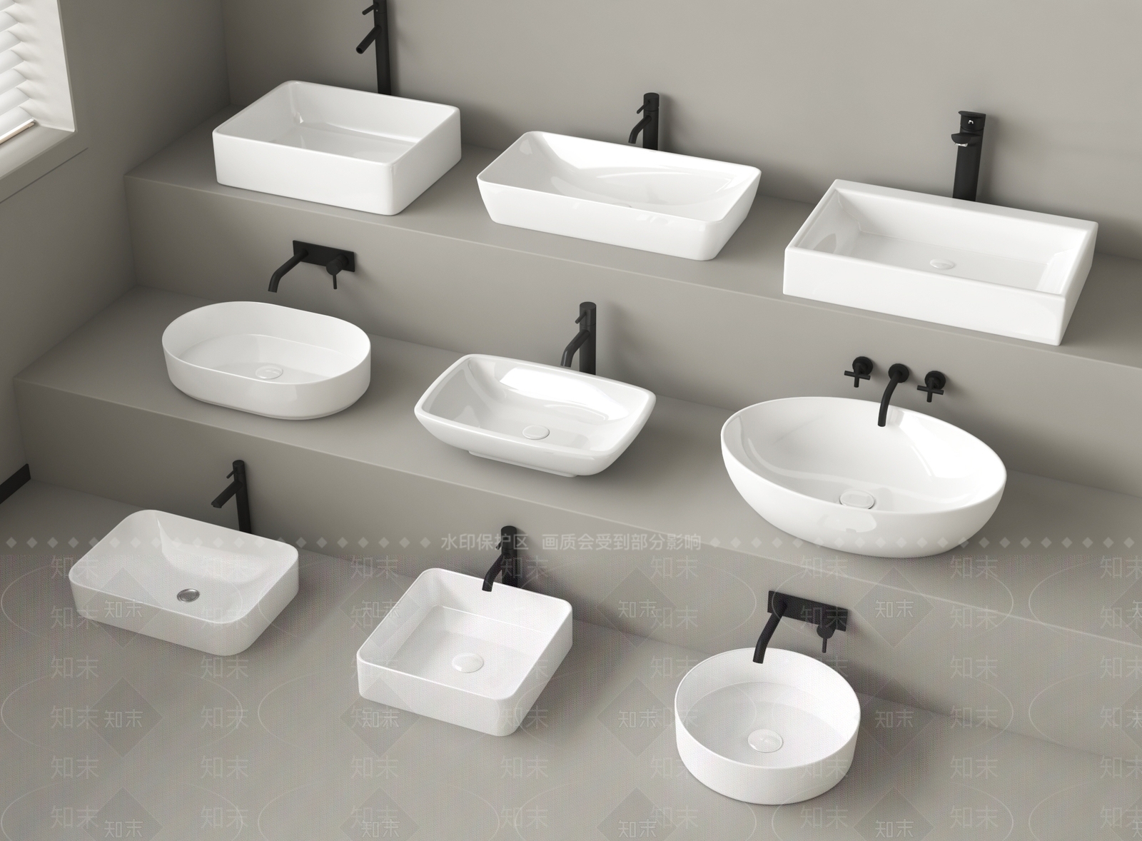 现代洗手盆3D模型下载【ID:1161233089】