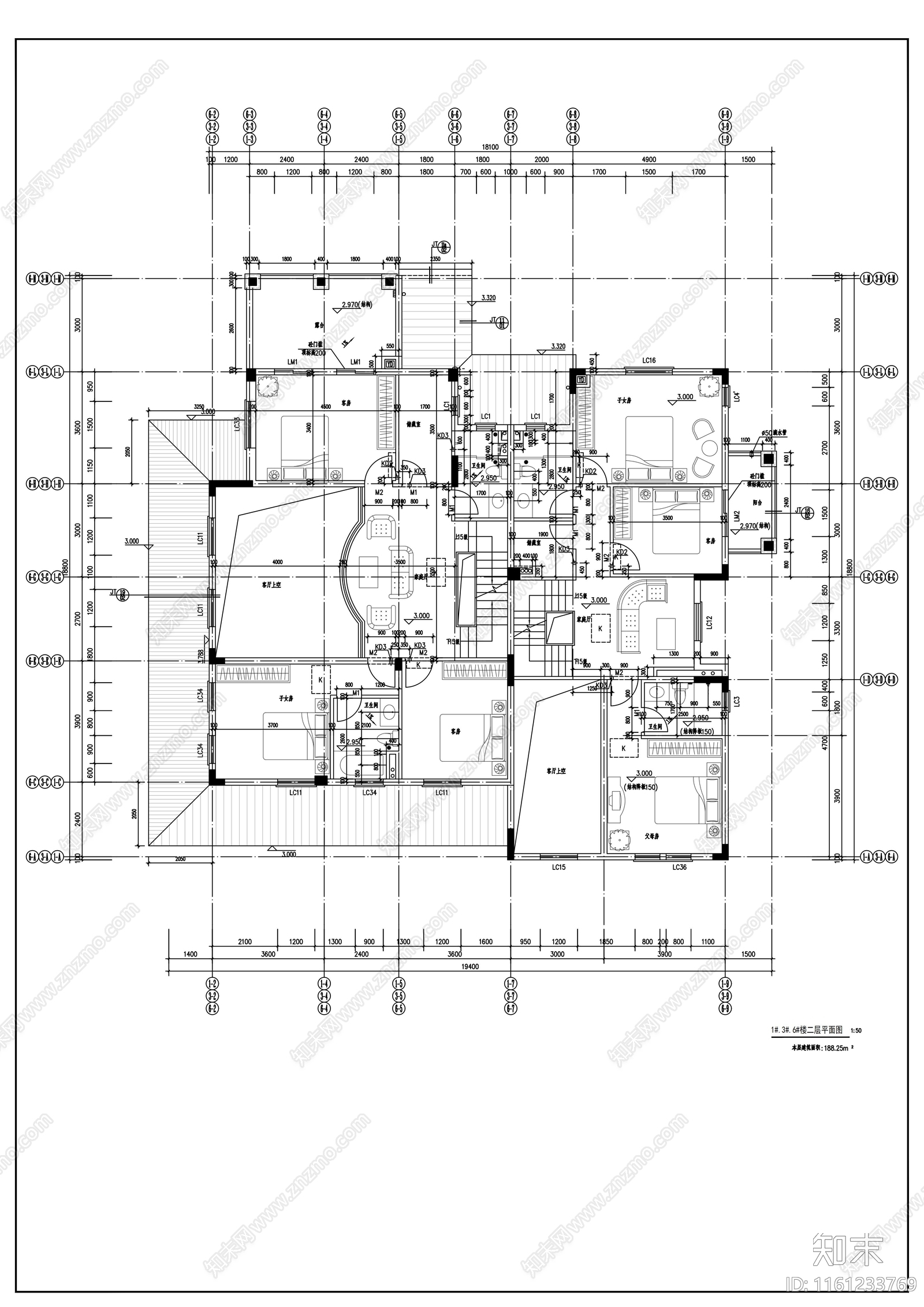 三层西班牙风格私人别墅建筑设计方案cad施工图下载【ID:1161233769】