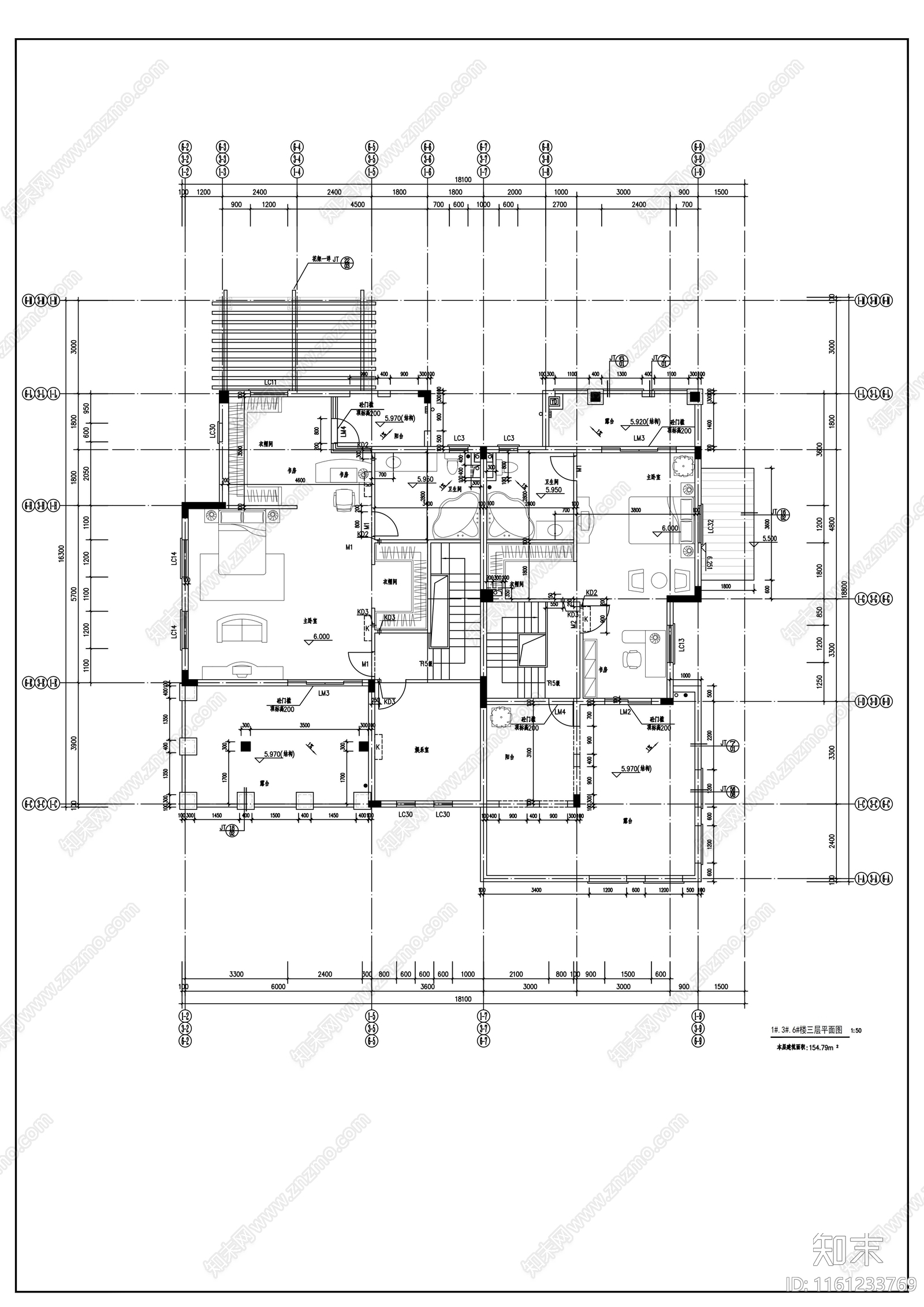 三层西班牙风格私人别墅建筑设计方案cad施工图下载【ID:1161233769】