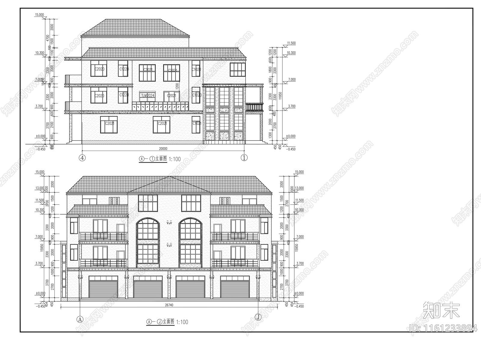 三层沿街商住楼建筑方案图cad施工图下载【ID:1161233894】