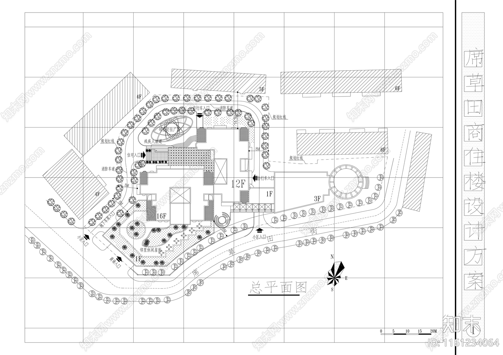 商住楼设计方案cad施工图下载【ID:1161234064】