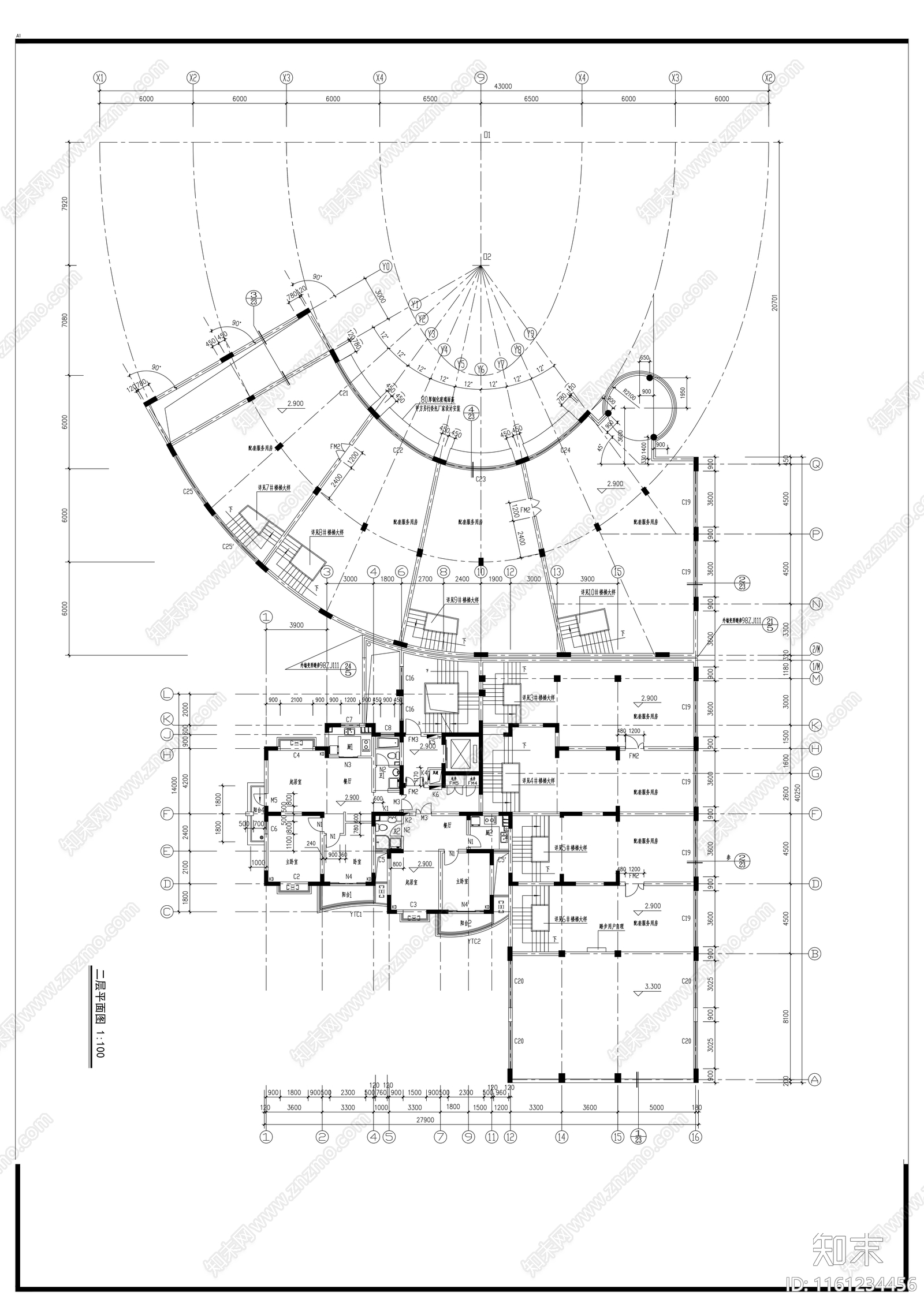 十二层住宅楼建cad施工图下载【ID:1161234456】