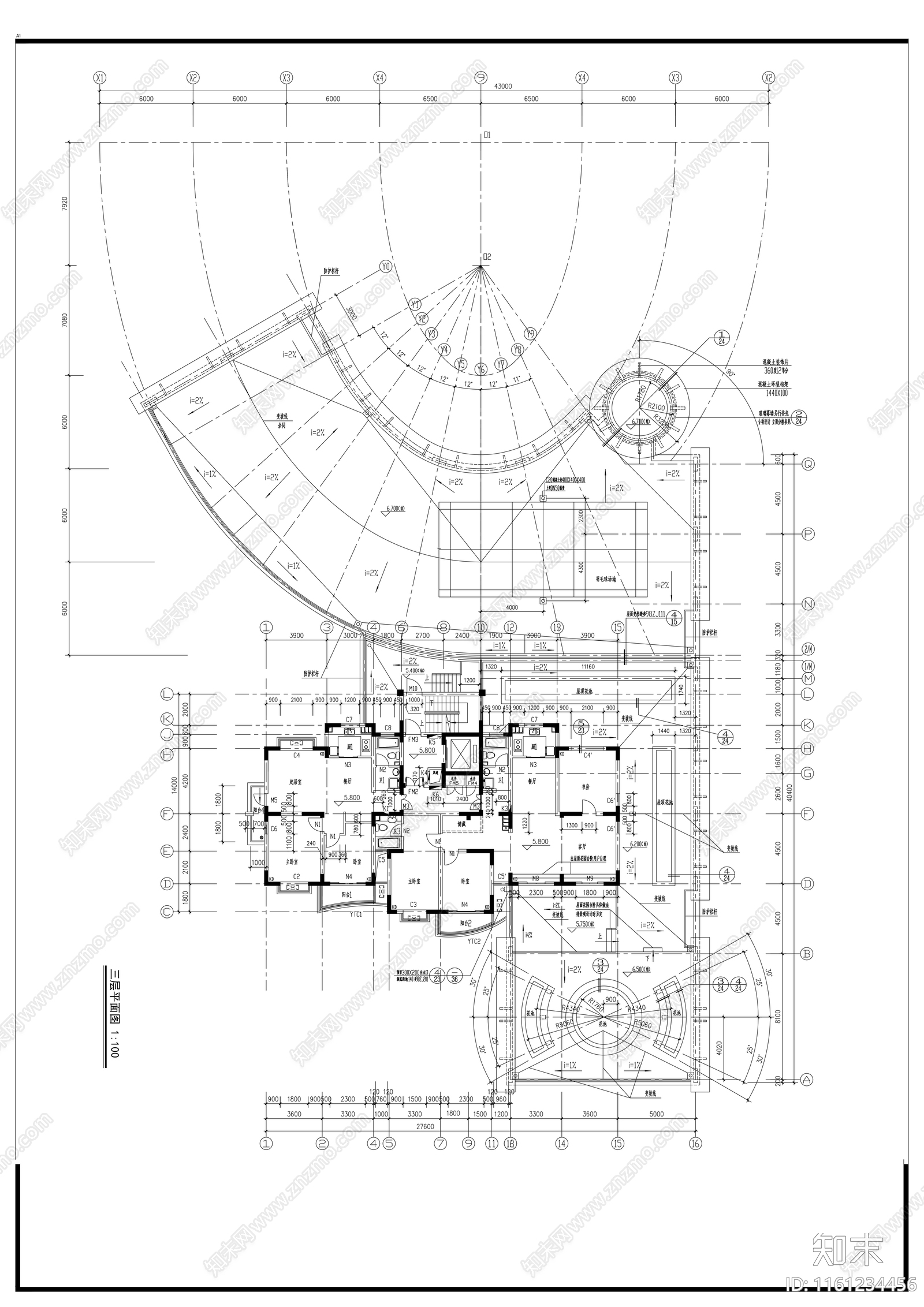 十二层住宅楼建cad施工图下载【ID:1161234456】