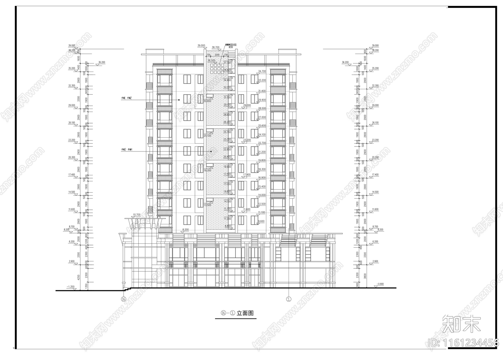 十二层住宅楼建cad施工图下载【ID:1161234456】