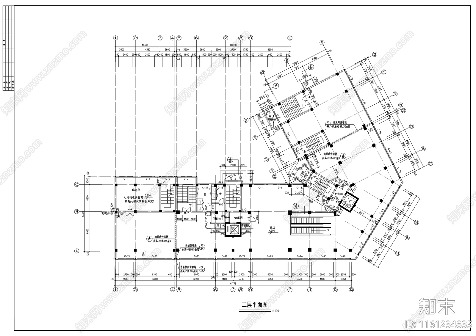 十三层商住楼建筑方案图cad施工图下载【ID:1161234835】