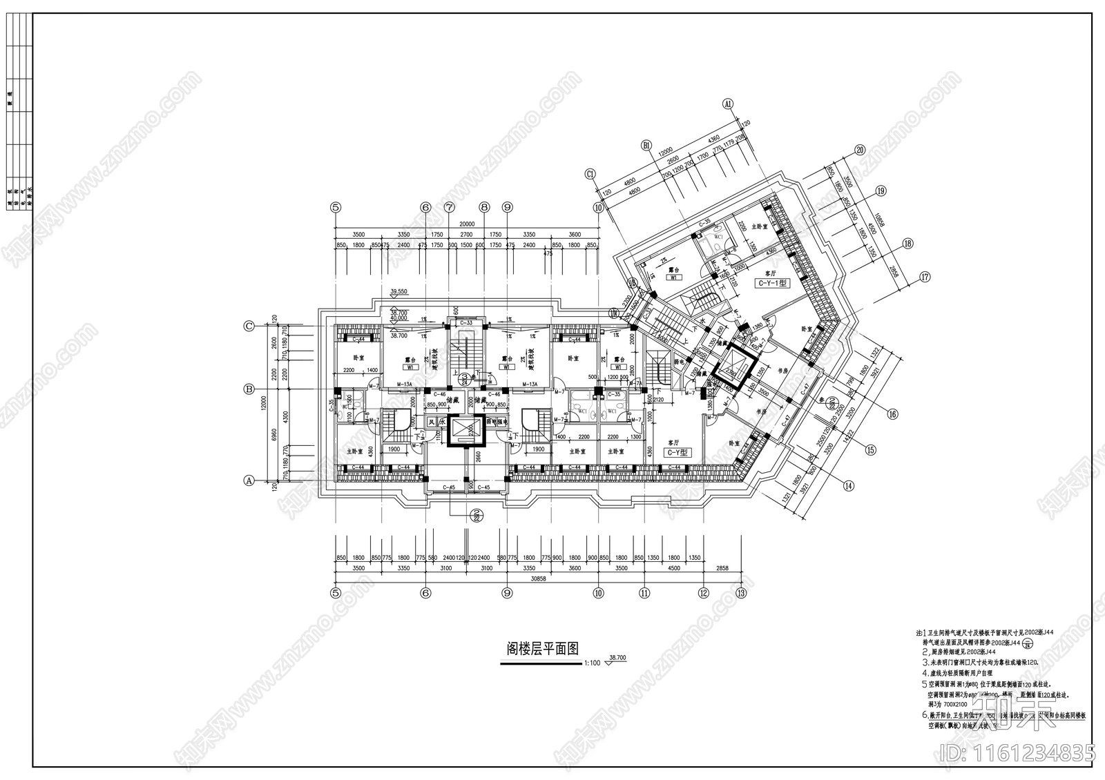 十三层商住楼建筑方案图cad施工图下载【ID:1161234835】