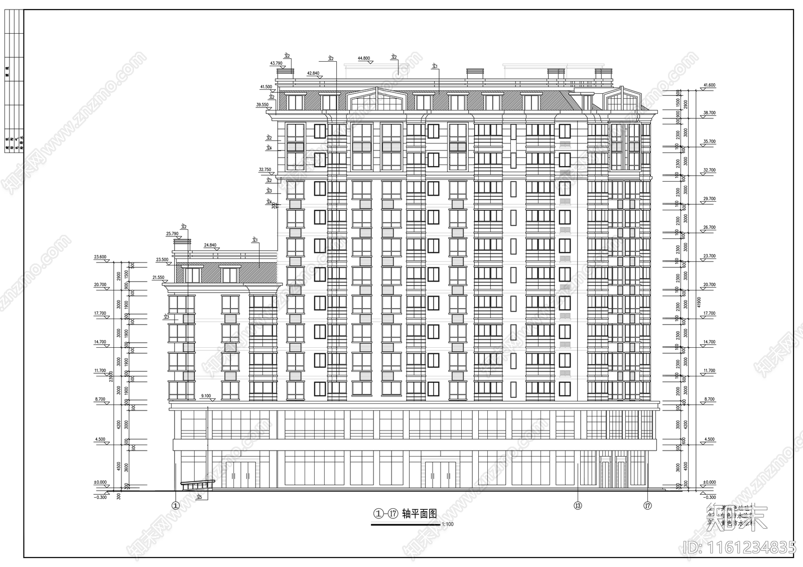 十三层商住楼建筑方案图cad施工图下载【ID:1161234835】