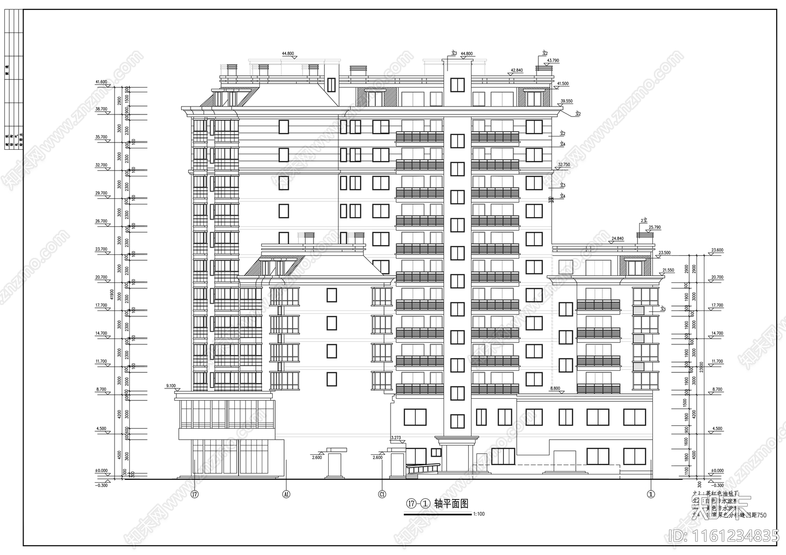 十三层商住楼建筑方案图cad施工图下载【ID:1161234835】