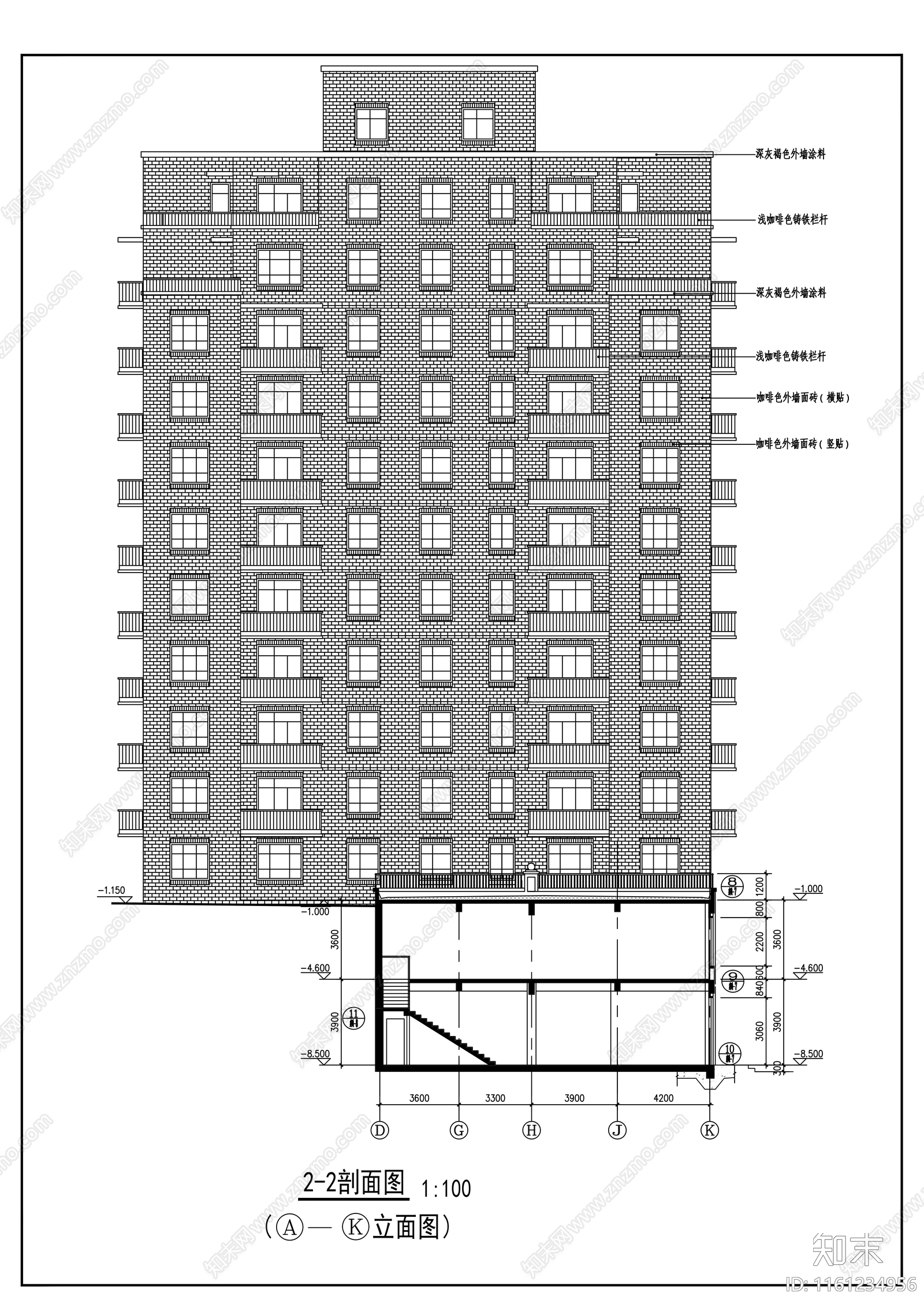 小高层住宅楼平立剖面图cad施工图下载【ID:1161234956】