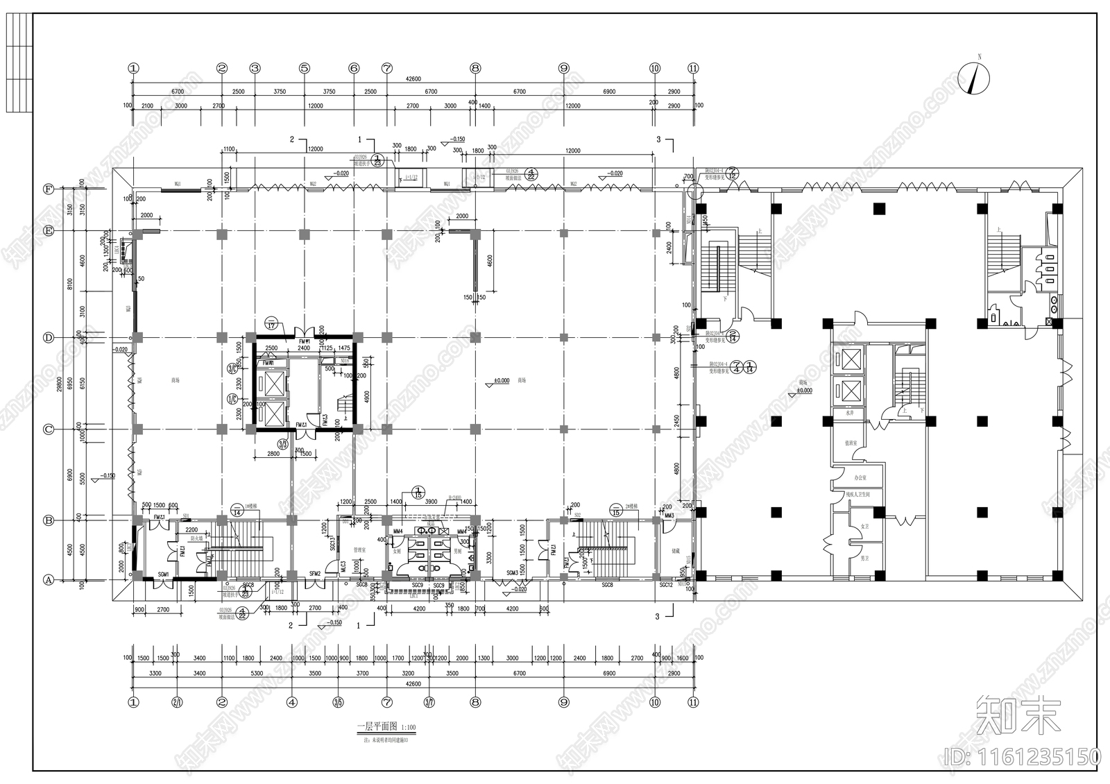 十五层商住楼建筑设计图cad施工图下载【ID:1161235150】