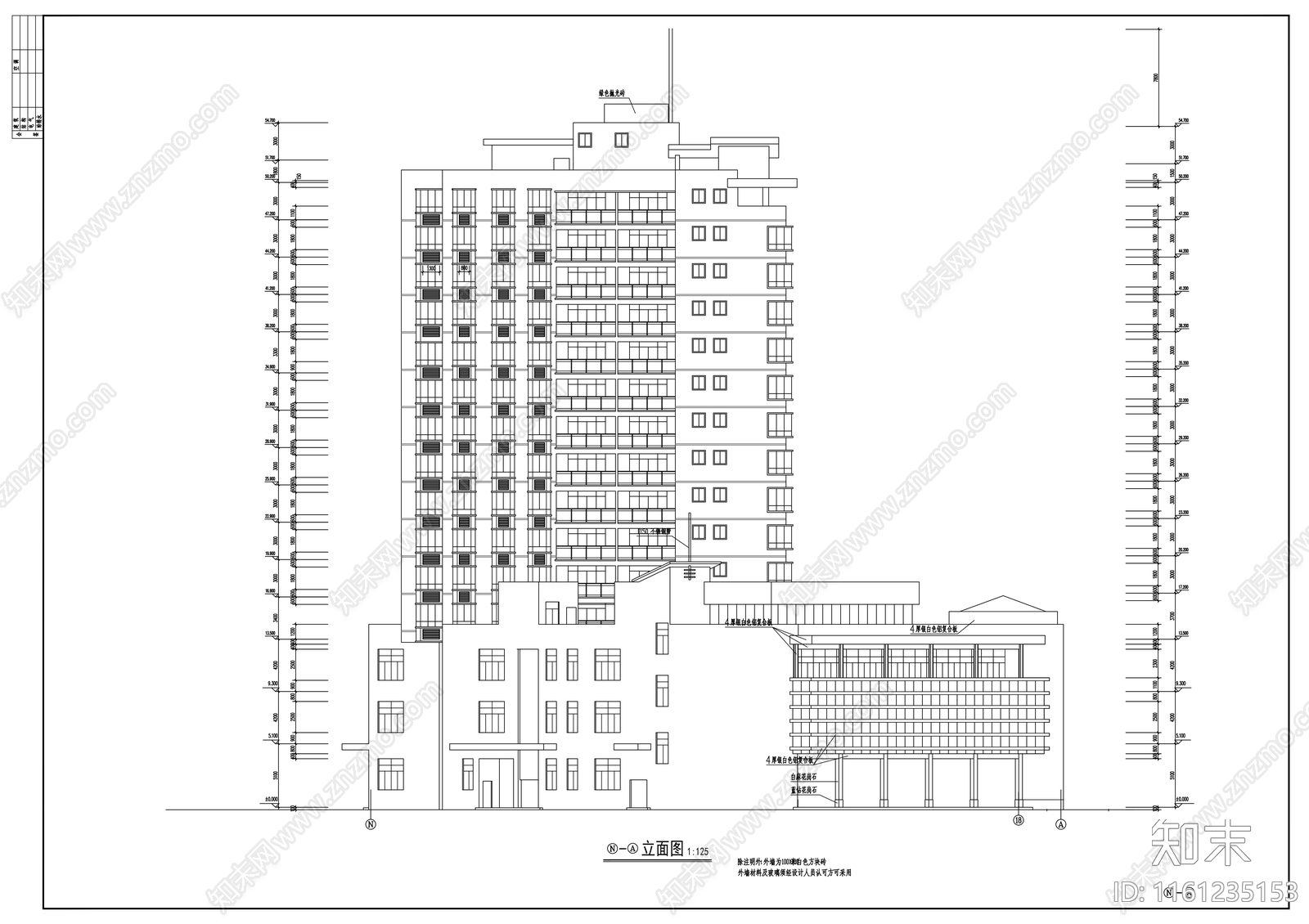 十五层商住楼建cad施工图下载【ID:1161235153】