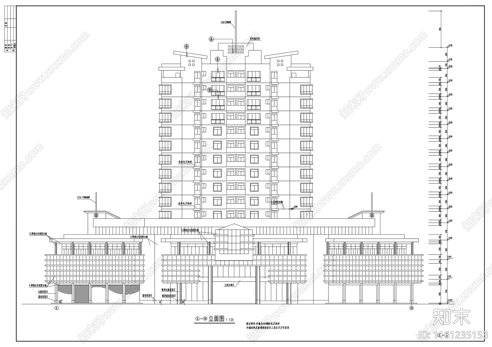 十五层商住楼建cad施工图下载【ID:1161235153】