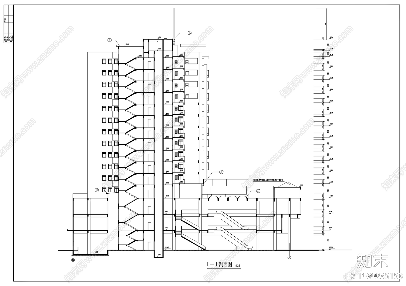 十五层商住楼建cad施工图下载【ID:1161235153】