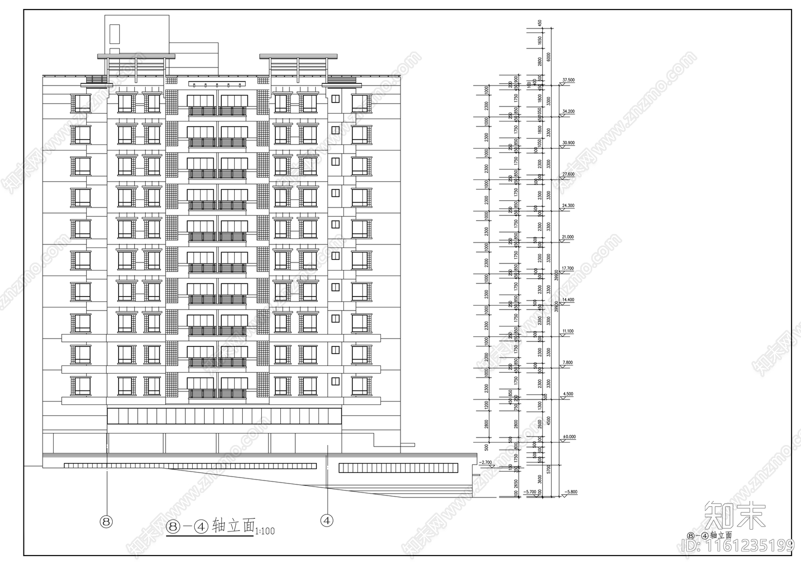 十一层商住楼建筑方案图cad施工图下载【ID:1161235199】