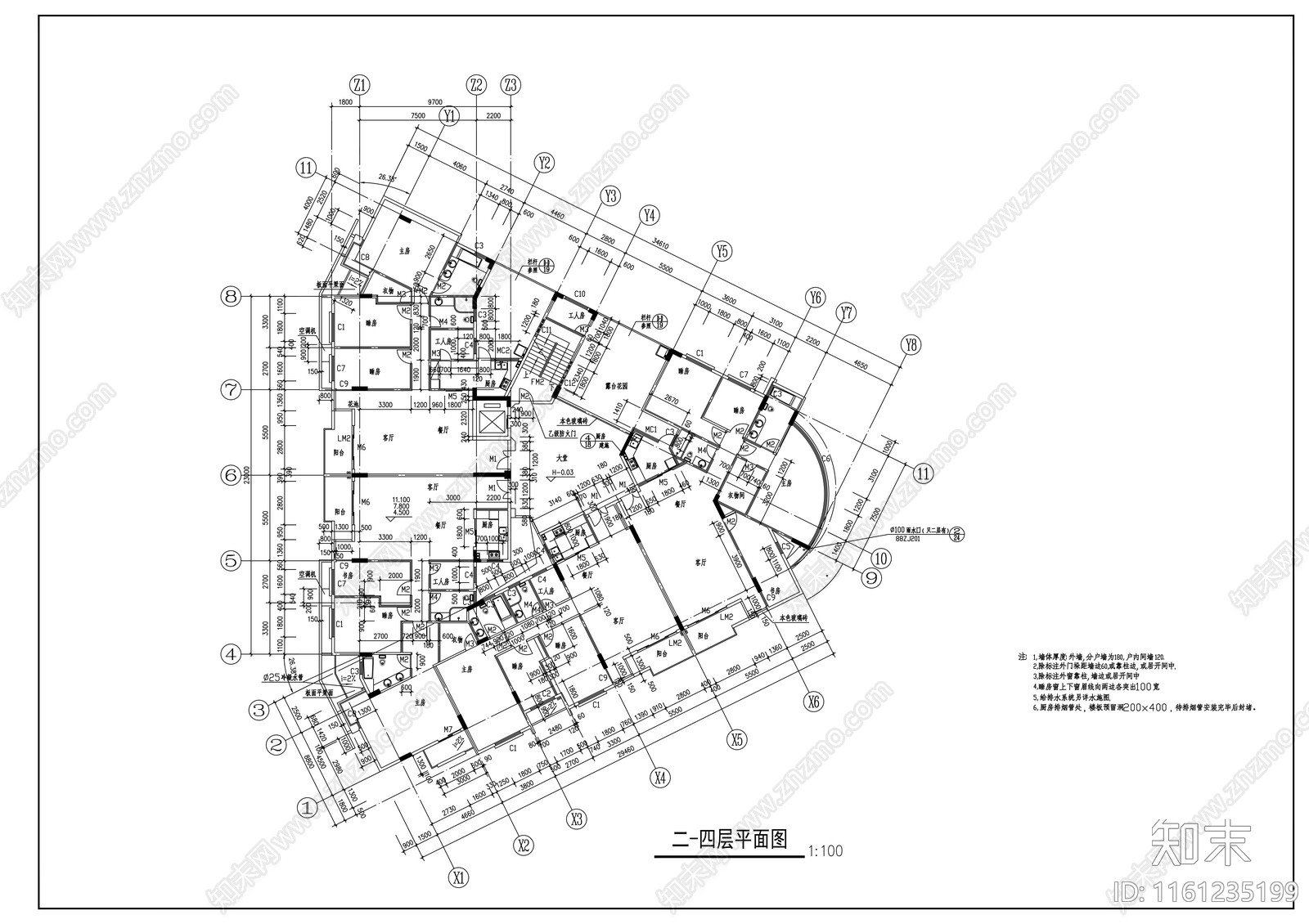 十一层商住楼建筑方案图cad施工图下载【ID:1161235199】