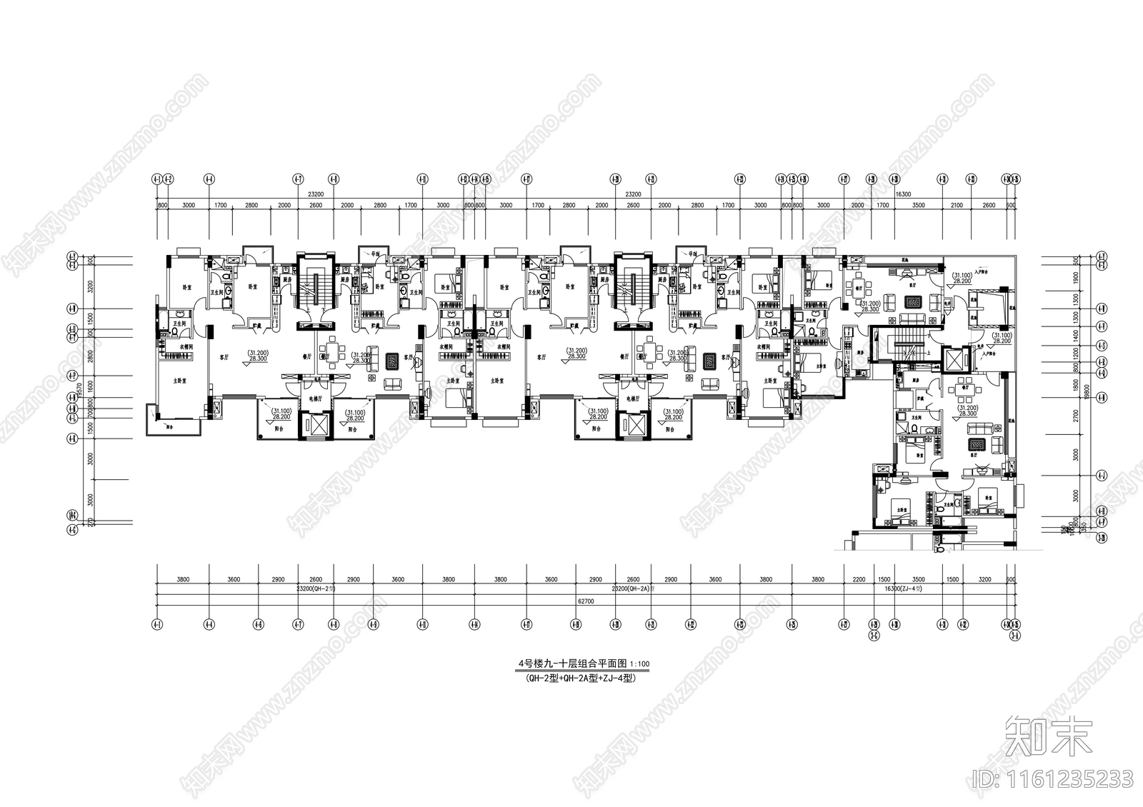 十一层商住楼建cad施工图下载【ID:1161235233】