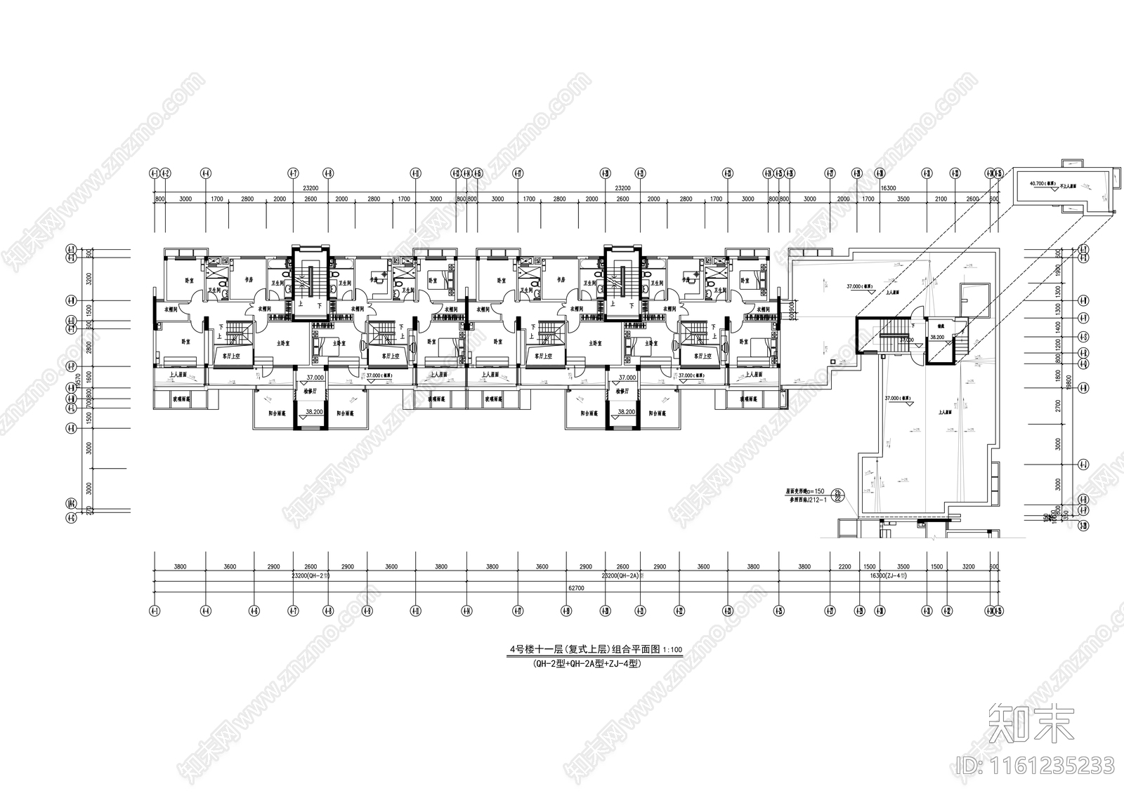 十一层商住楼建cad施工图下载【ID:1161235233】