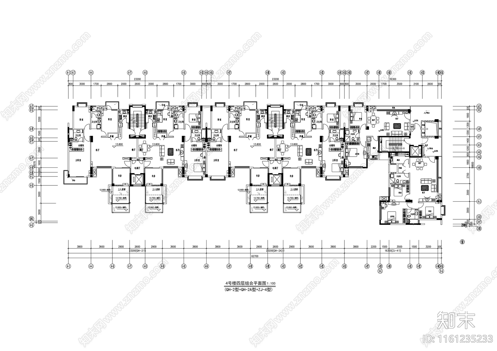 十一层商住楼建cad施工图下载【ID:1161235233】