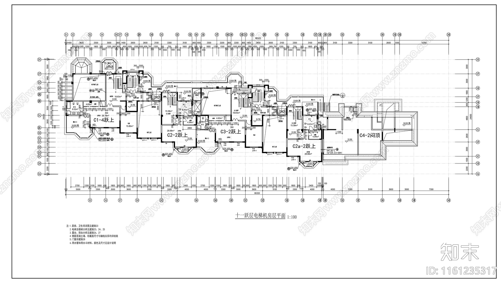 十一层住宅楼建筑设计方案图cad施工图下载【ID:1161235317】