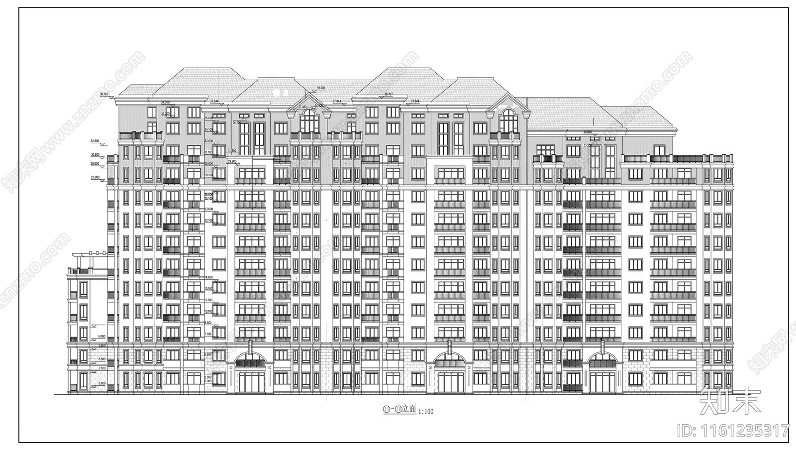 十一层住宅楼建筑设计方案图cad施工图下载【ID:1161235317】