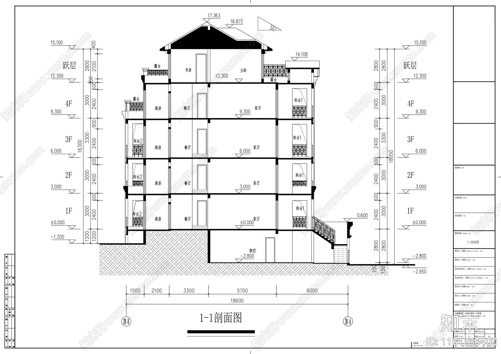 四层花园洋房建cad施工图下载【ID:1161235400】