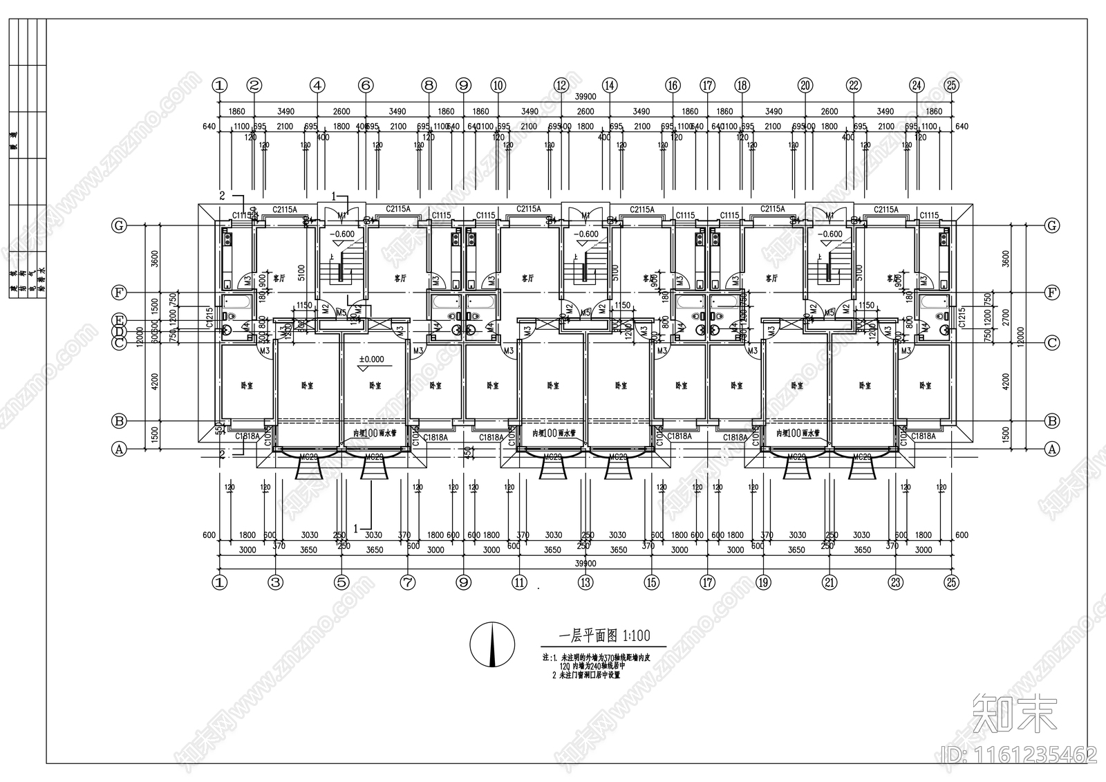 四层简欧式带阁楼住宅楼建cad施工图下载【ID:1161235462】