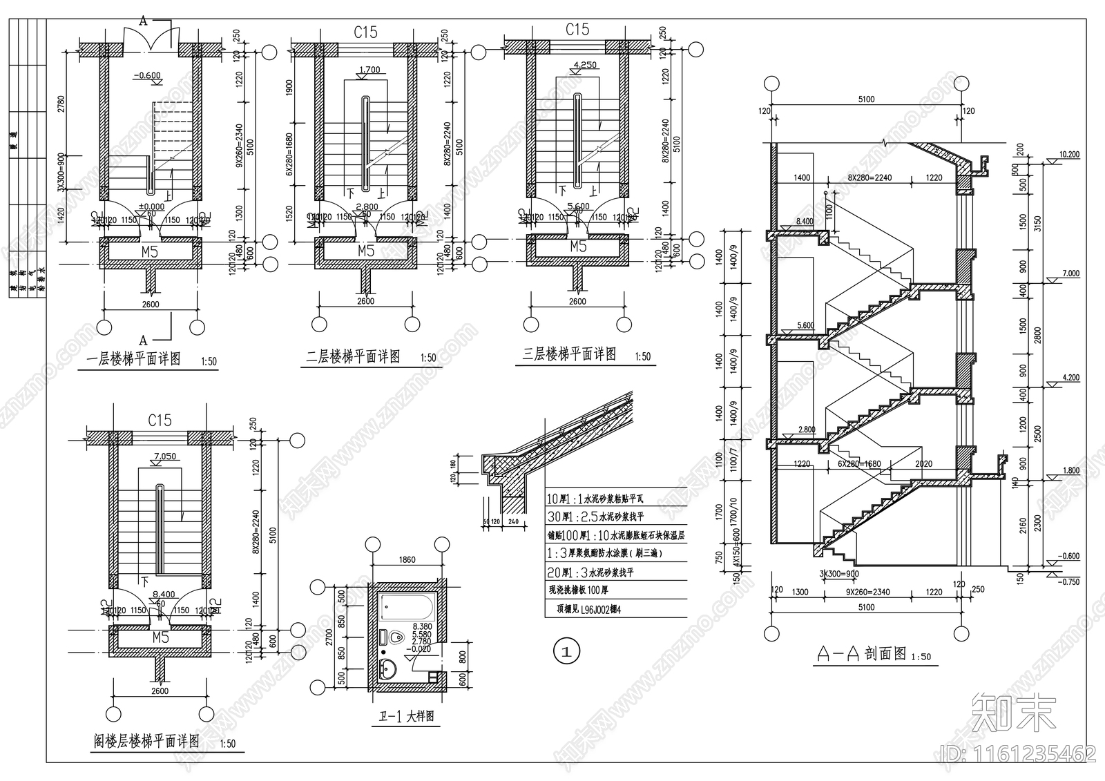 四层简欧式带阁楼住宅楼建cad施工图下载【ID:1161235462】