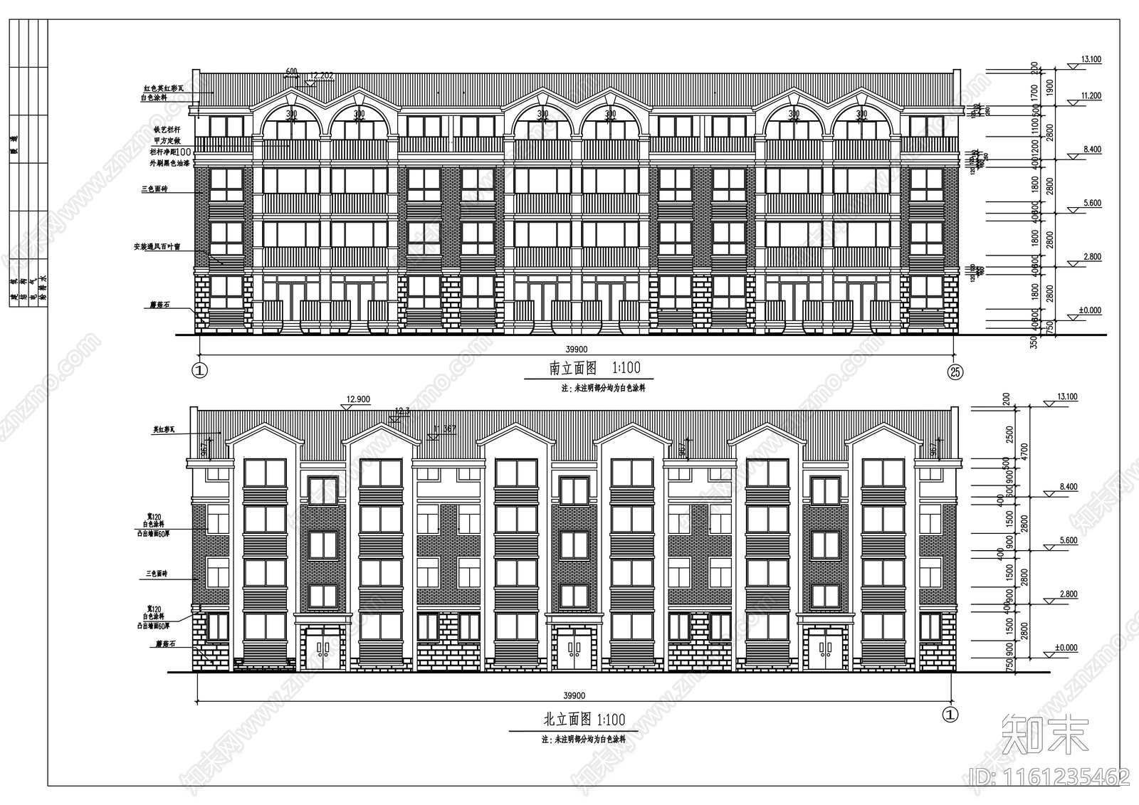 四层简欧式带阁楼住宅楼建cad施工图下载【ID:1161235462】