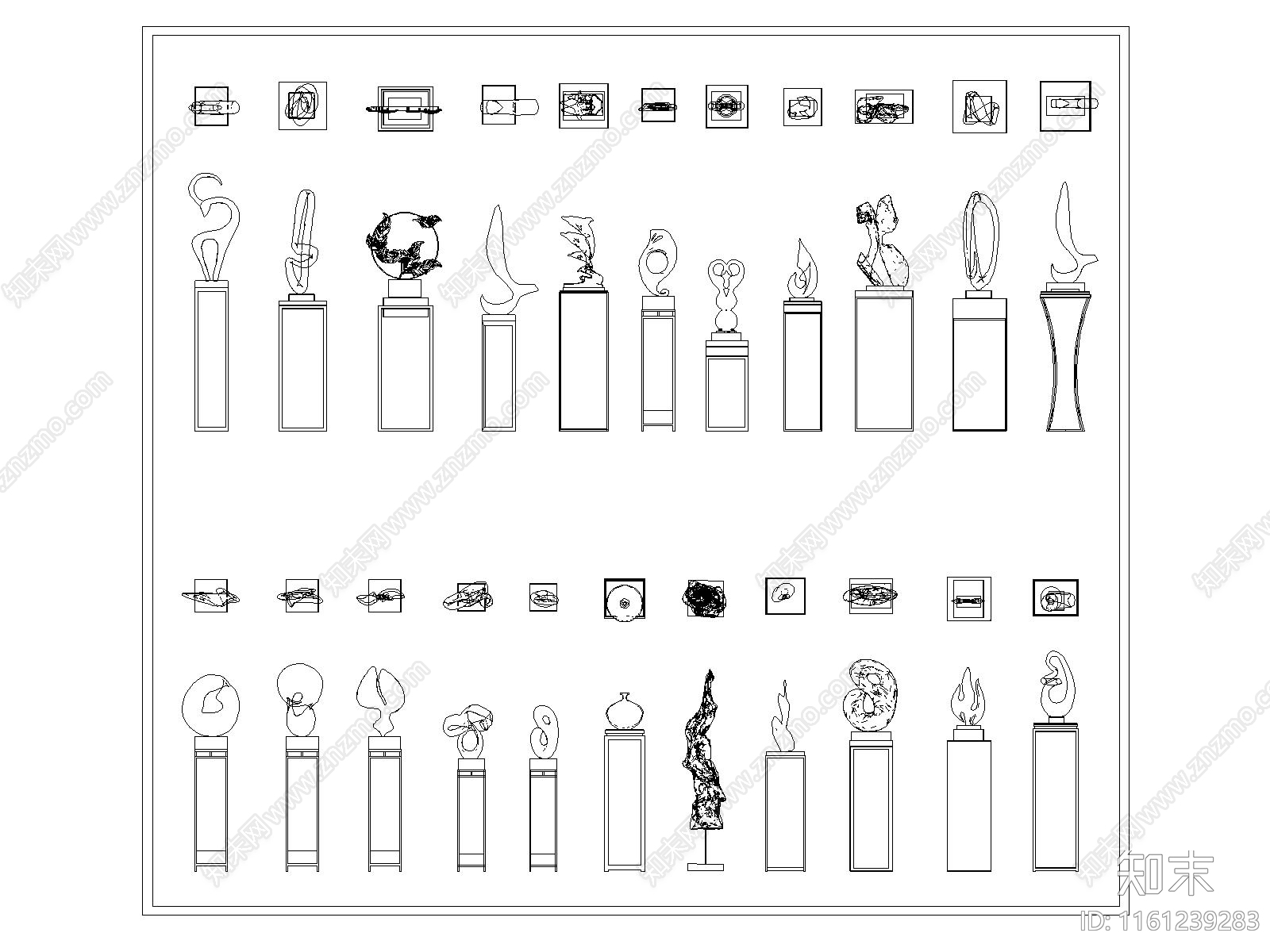 新中式摆件施工图下载【ID:1161239283】
