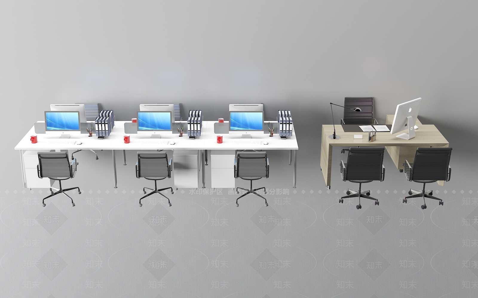 现代办公桌椅3D模型下载【ID:1161239388】