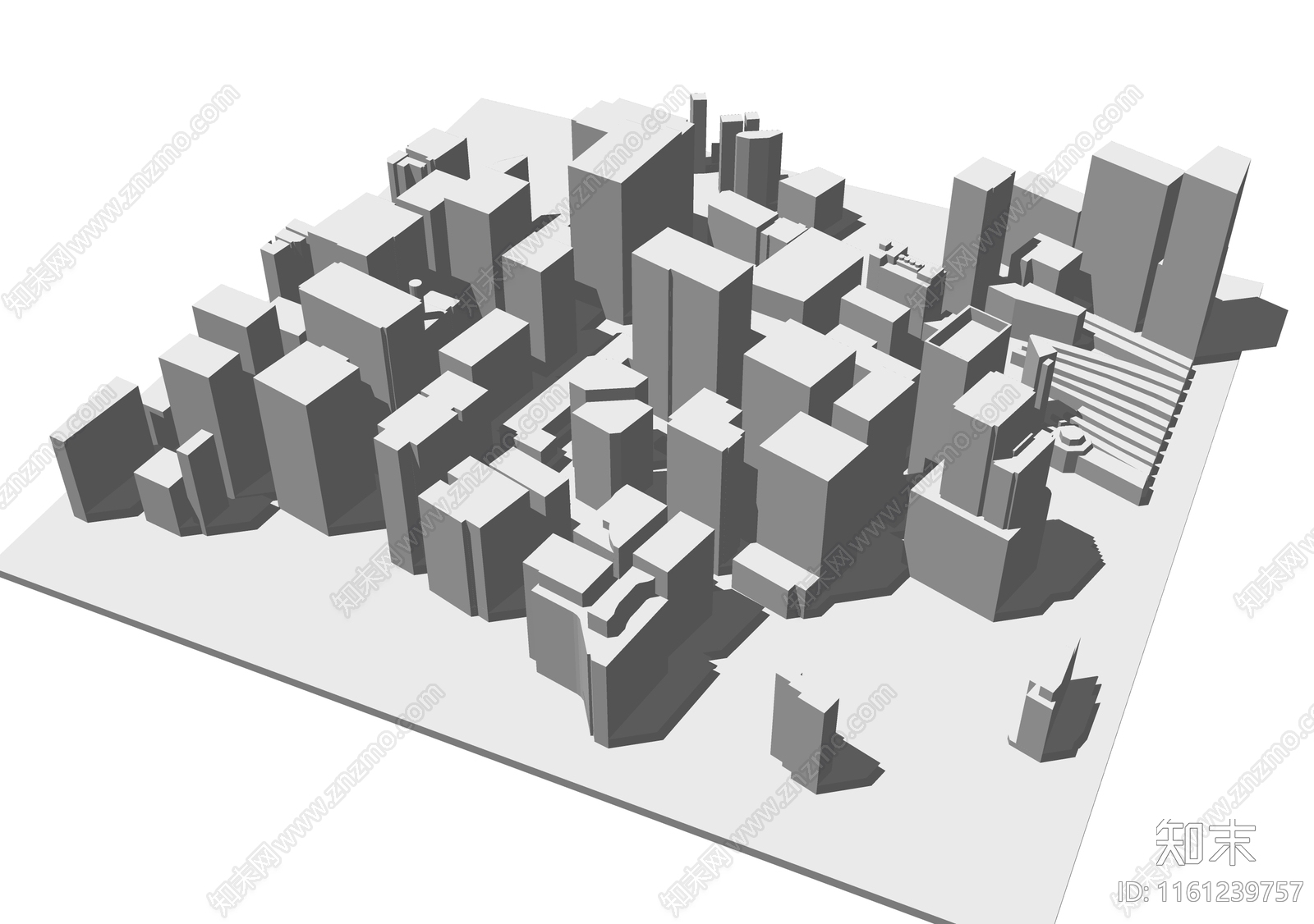 现代规划体块建筑SU模型下载【ID:1161239757】