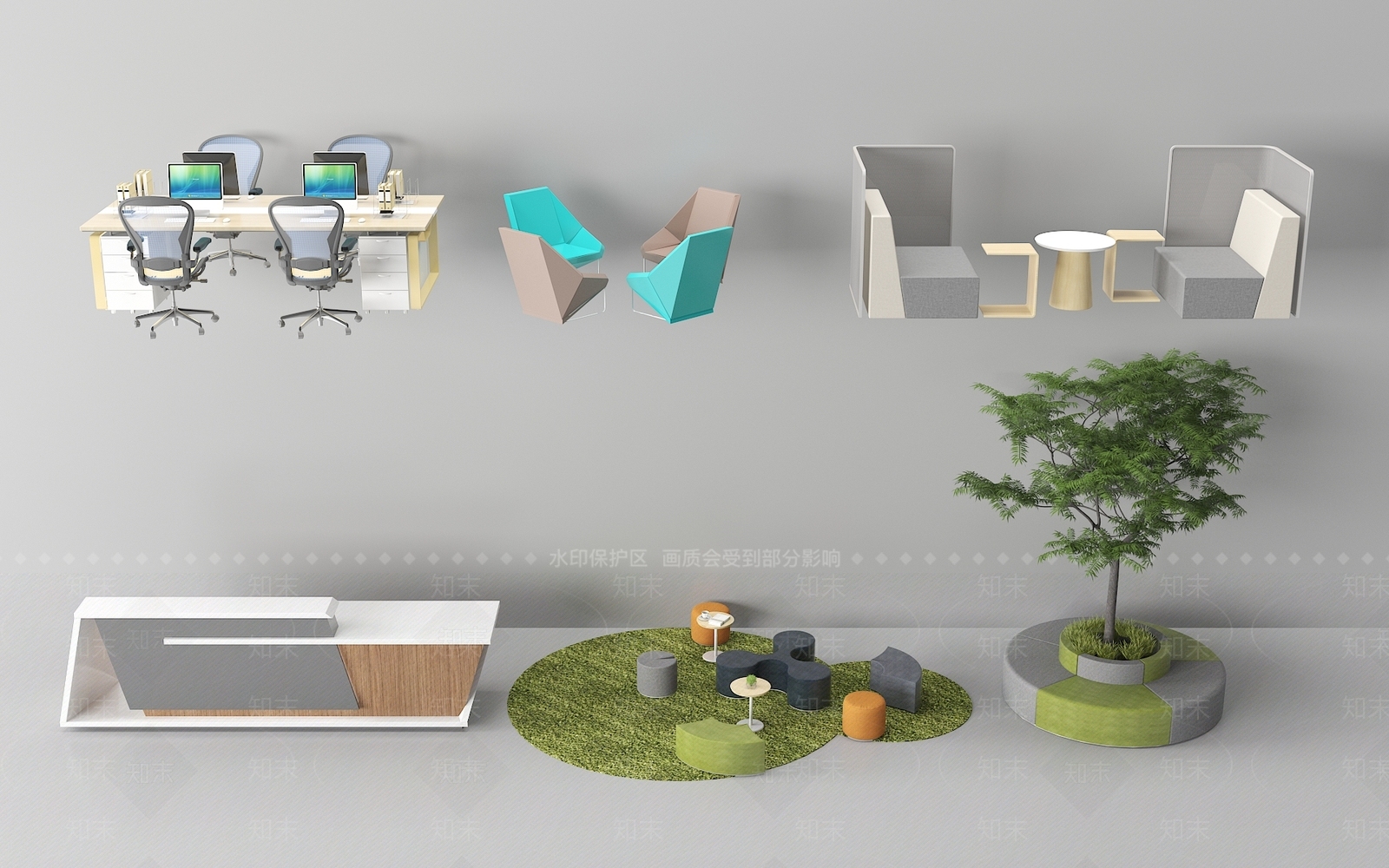 现代办公桌椅3D模型下载【ID:1161240288】