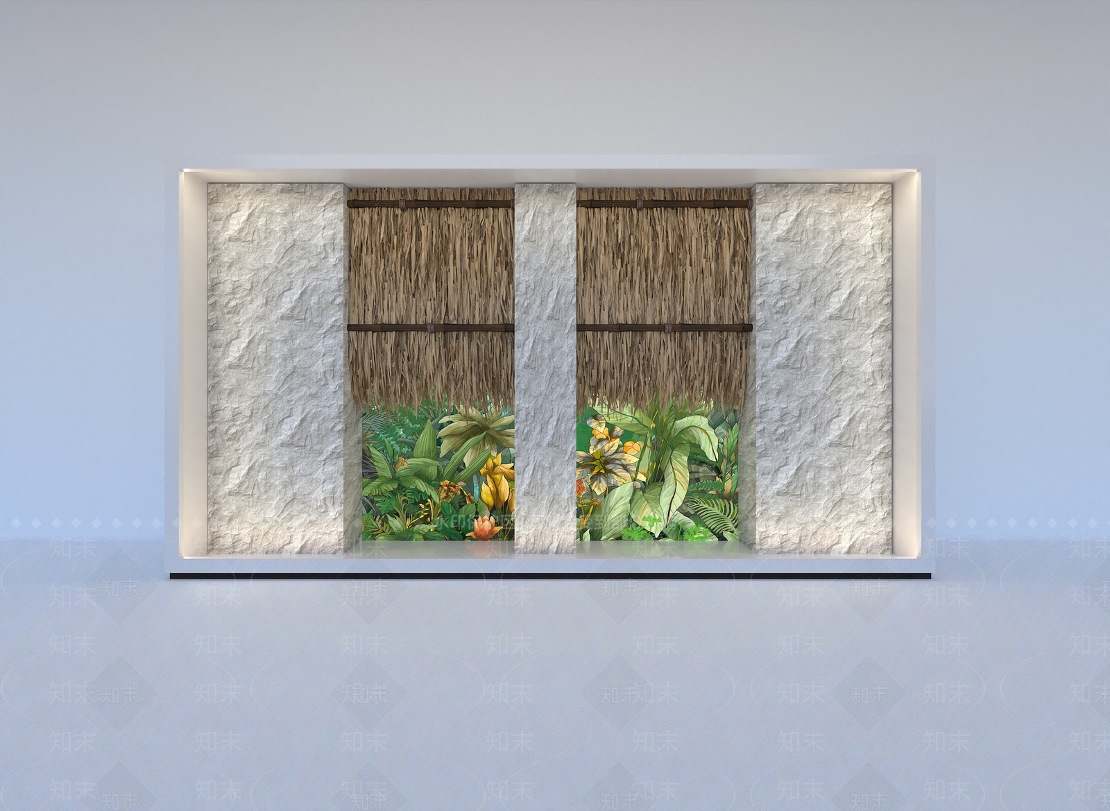 现代绿植背景墙3D模型下载【ID:1161240837】