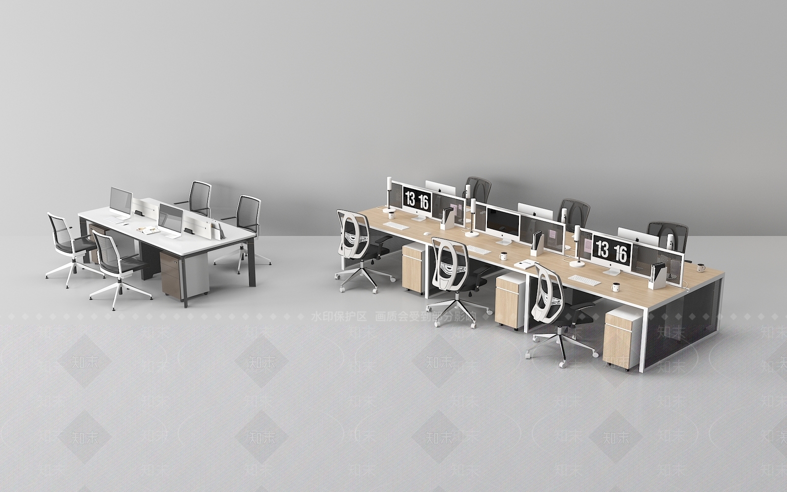 现代办公桌椅3D模型下载【ID:1161241288】