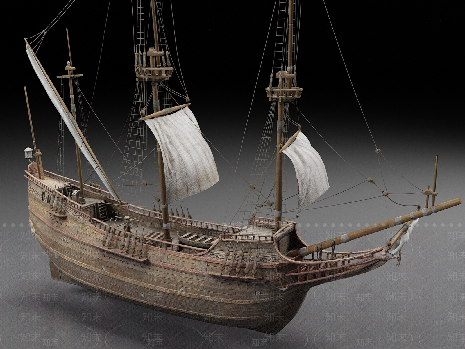 欧式古典木船3D模型下载【ID:1161246100】