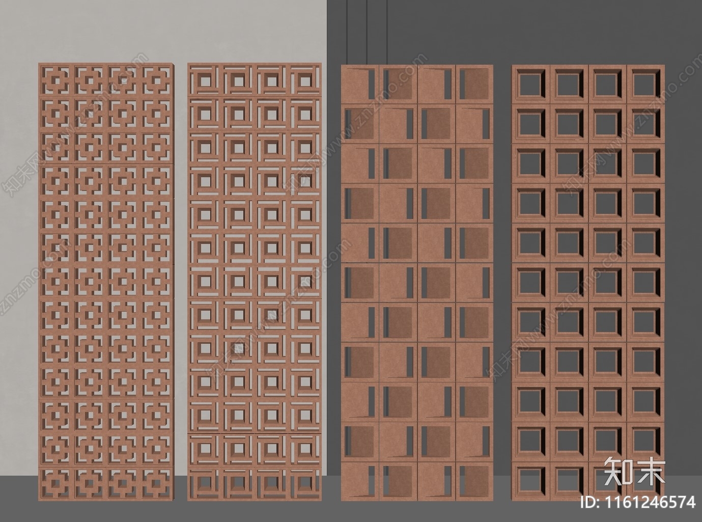 现代镂空水泥砖隔断SU模型下载【ID:1161246574】