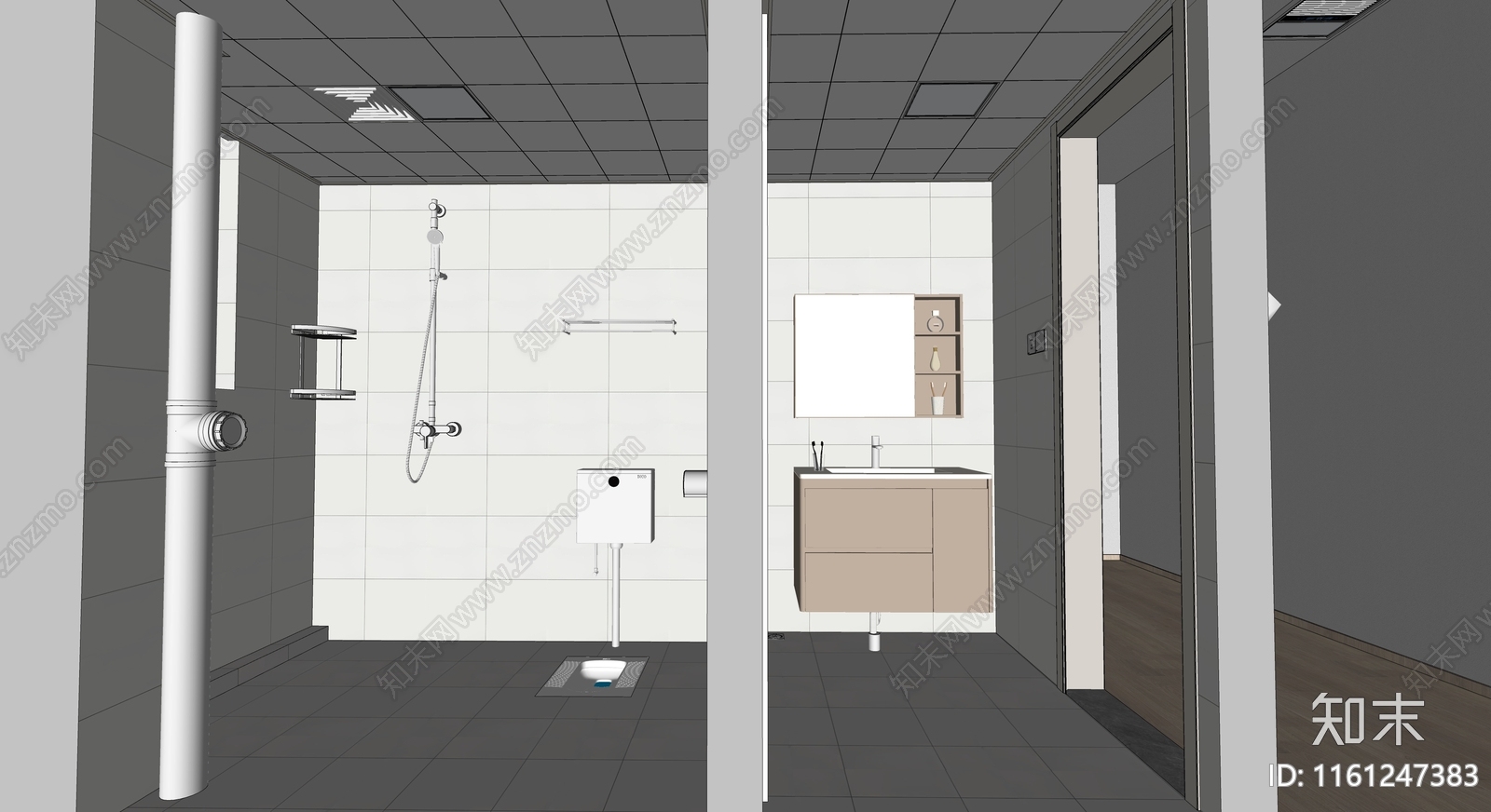 现代卫生间SU模型下载【ID:1161247383】
