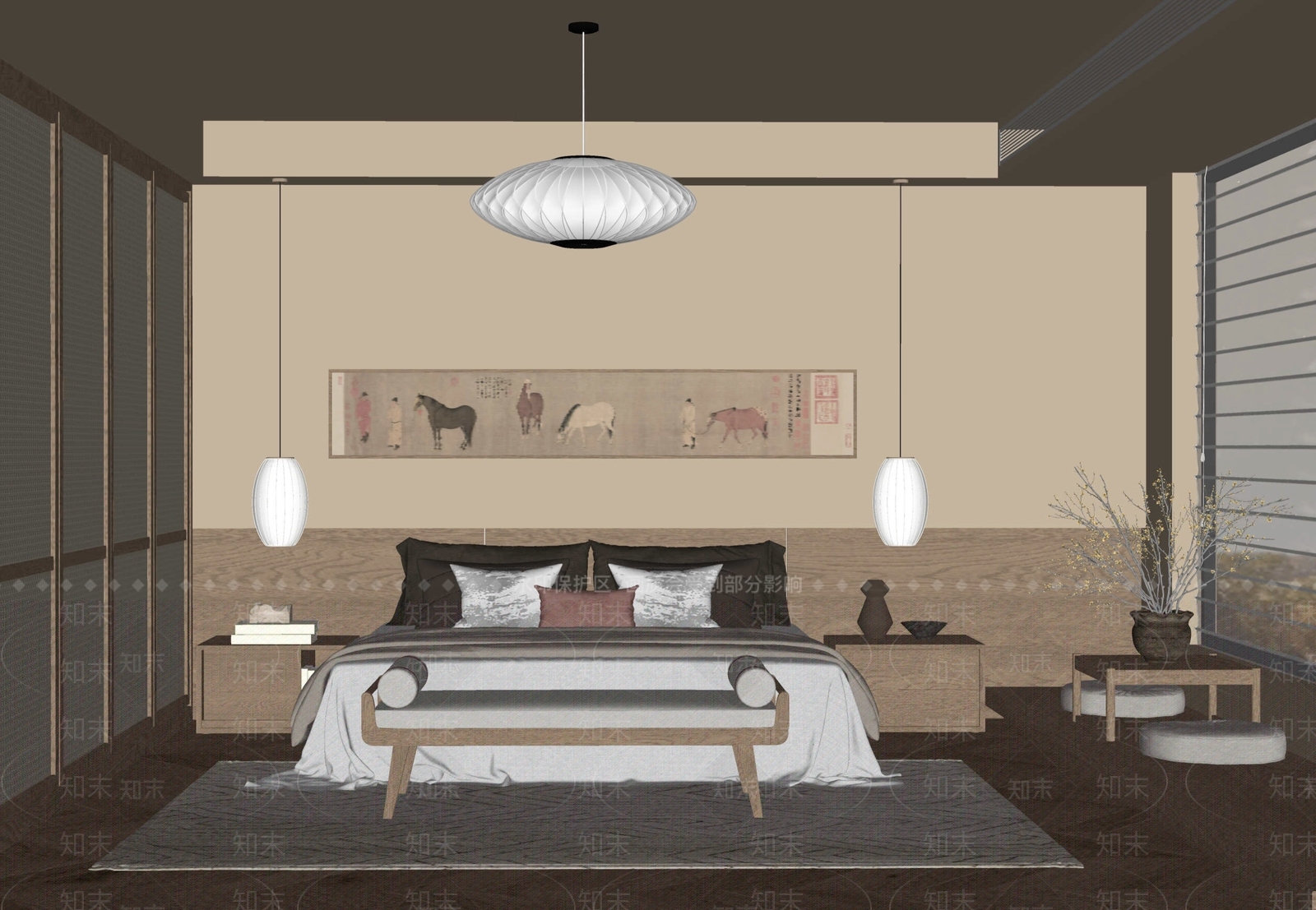 长条艺术挂画挂画SU模型下载【ID:1227360615】