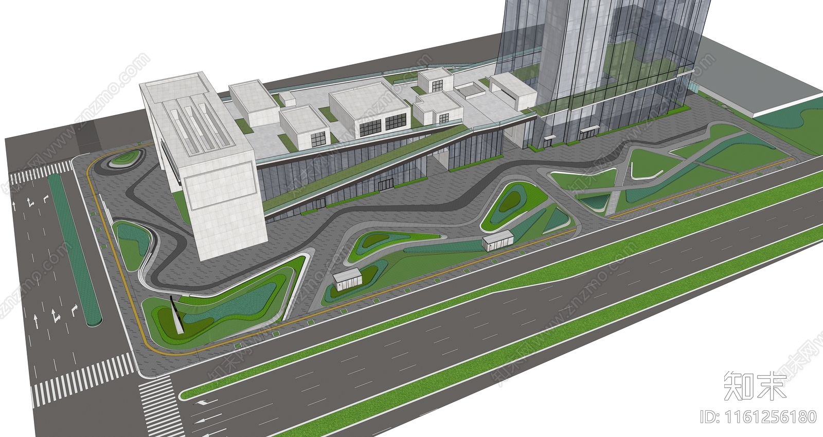 现代办公景观SU模型下载【ID:1161256180】