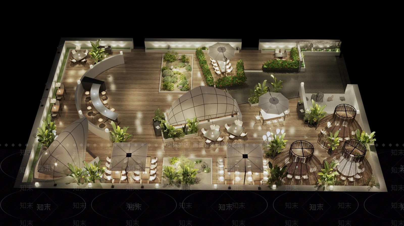 现代户外就餐区3D模型下载【ID:1161258625】