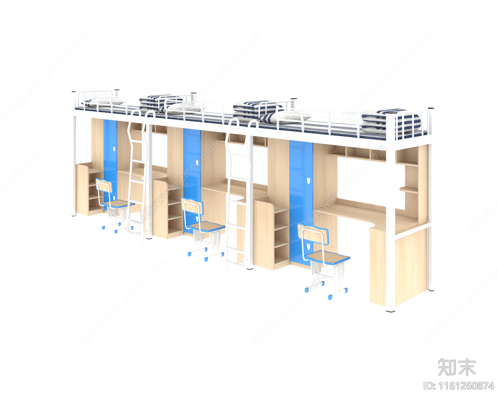 现代上床下桌3D模型下载【ID:1161260874】