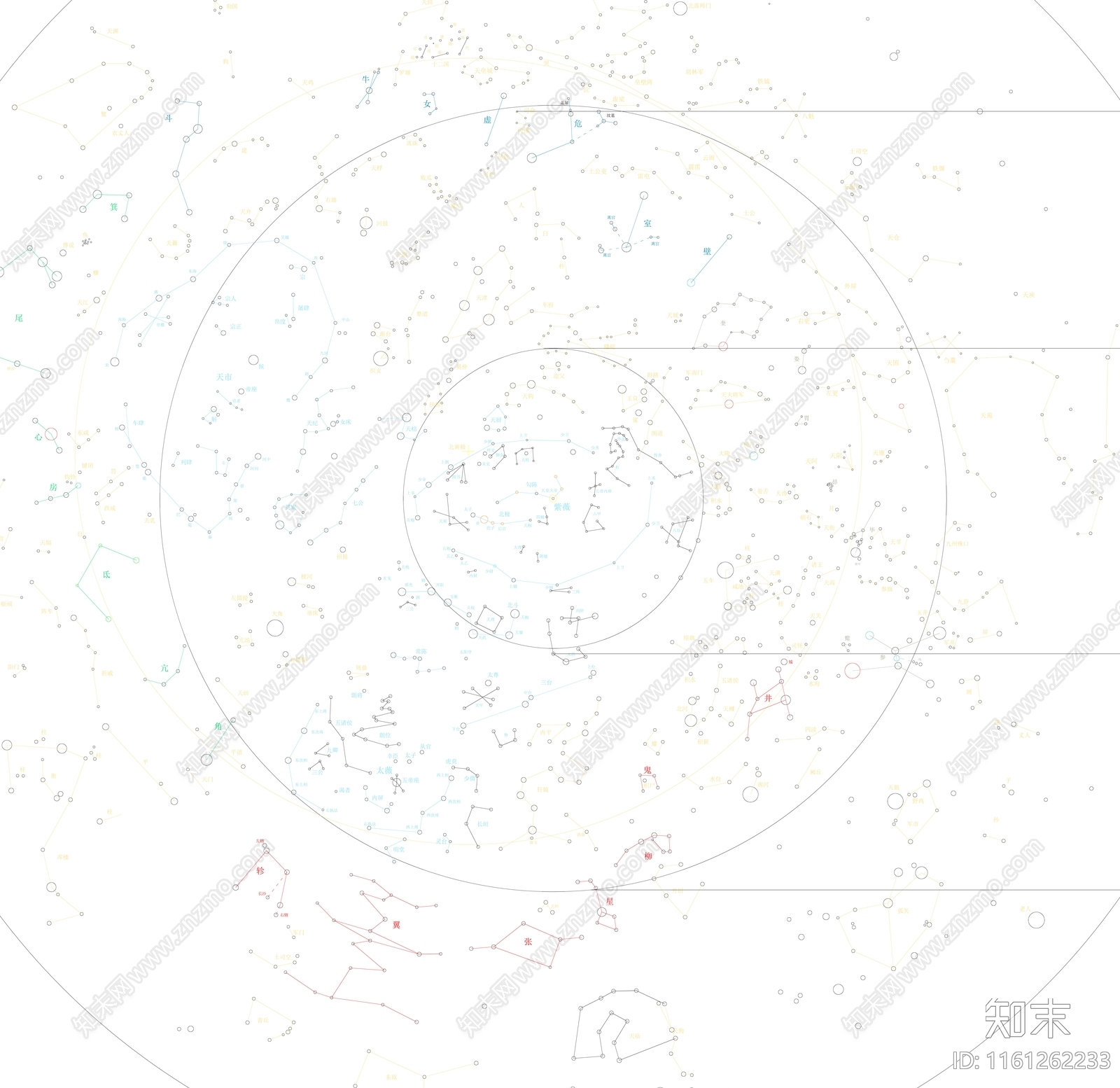 最全版中国星空星宿图cad施工图下载【ID:1161262233】