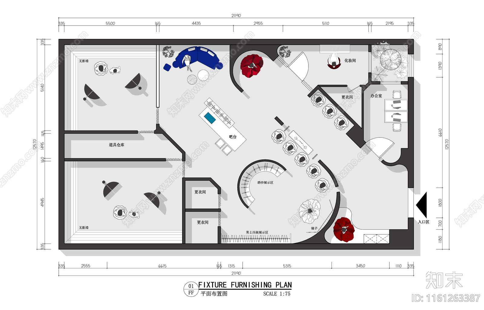 现代婚纱馆施工图下载【ID:1161263387】