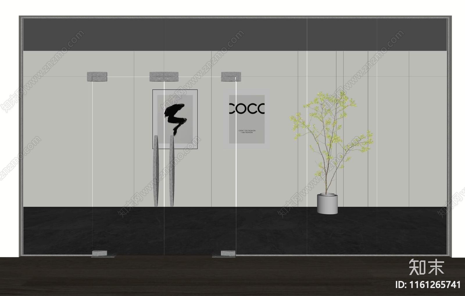 现代办公室玻璃门SU模型下载【ID:1161265741】