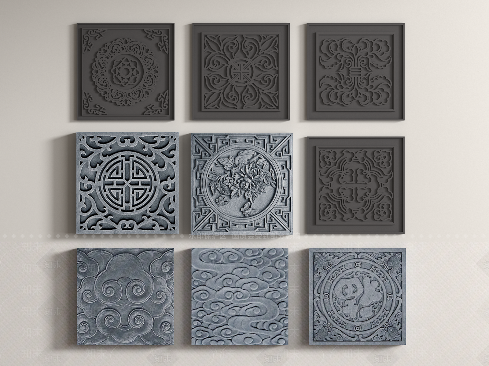 新中式雕花3D模型下载【ID:1161273400】