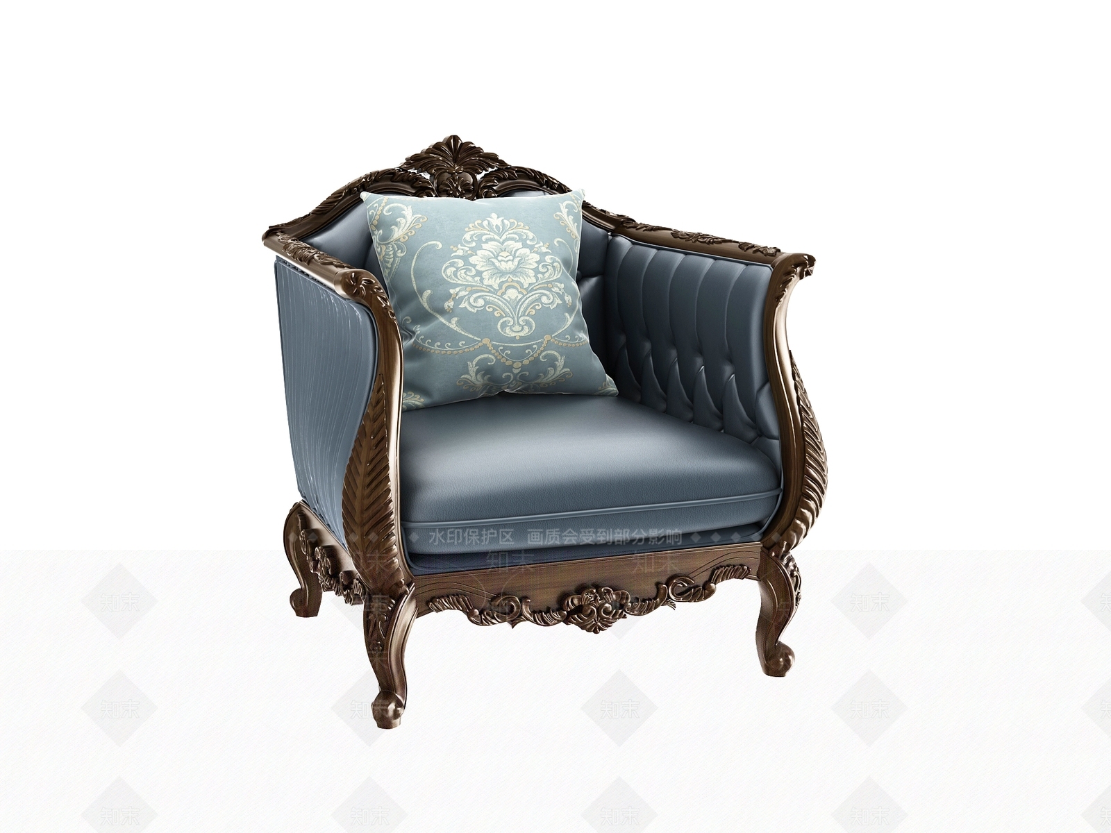 欧式古典单人沙发3D模型下载【ID:1161273605】